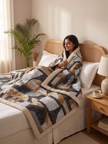 120 GSM Reversible Single Bed Comforter, Lightweight AC Comforter, 90 x 60 Inch | Brownie Grey