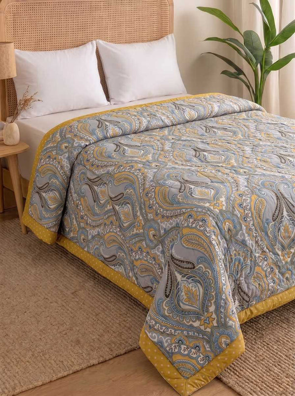 120 GSM Reversible Single Bed Comforter, Lightweight AC Comforter, 90 x 60 Inch | Silver Grey