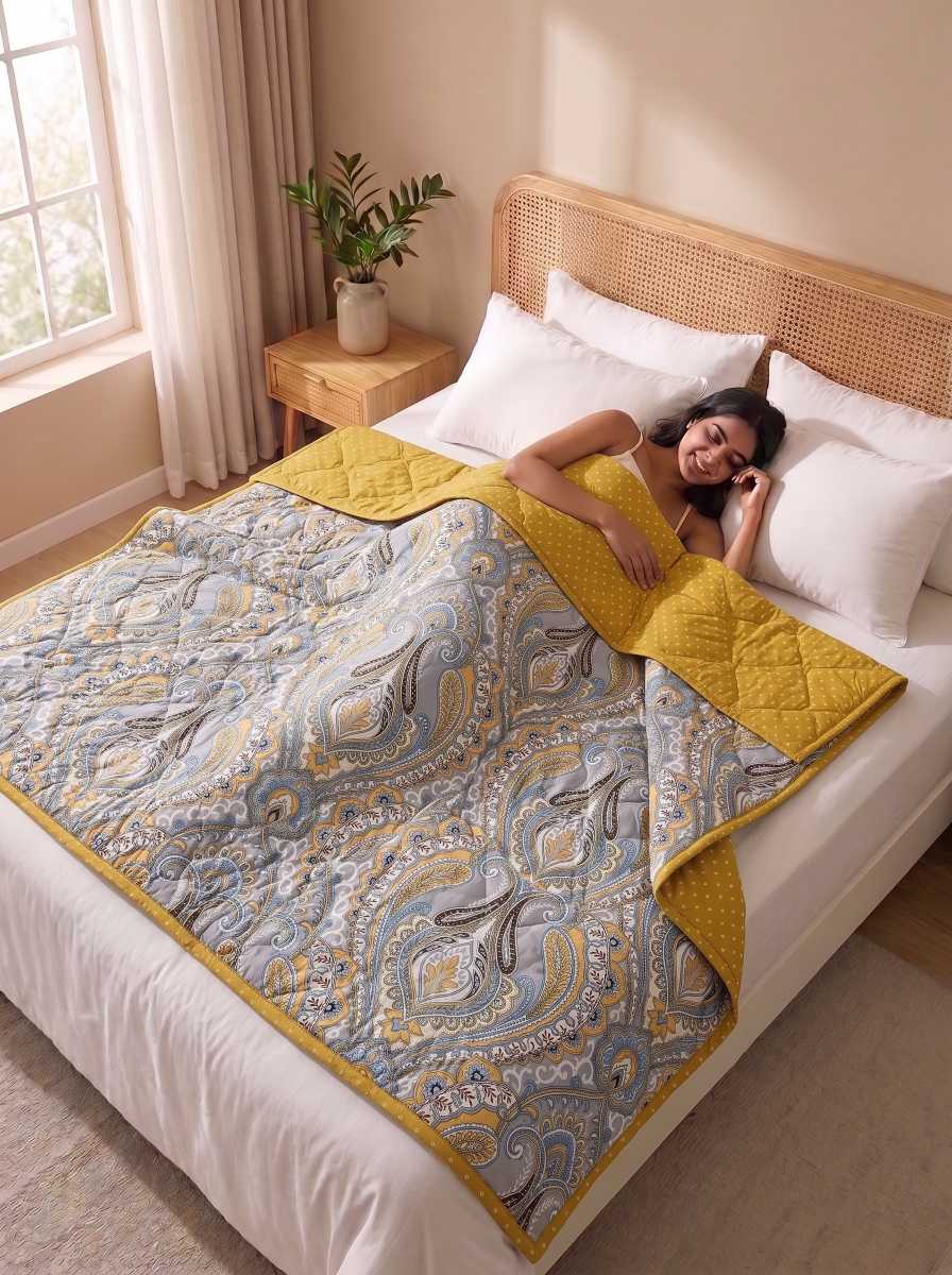 120 GSM Reversible Single Bed Comforter, Lightweight AC Comforter, 90 x 60 Inch | Silver Grey