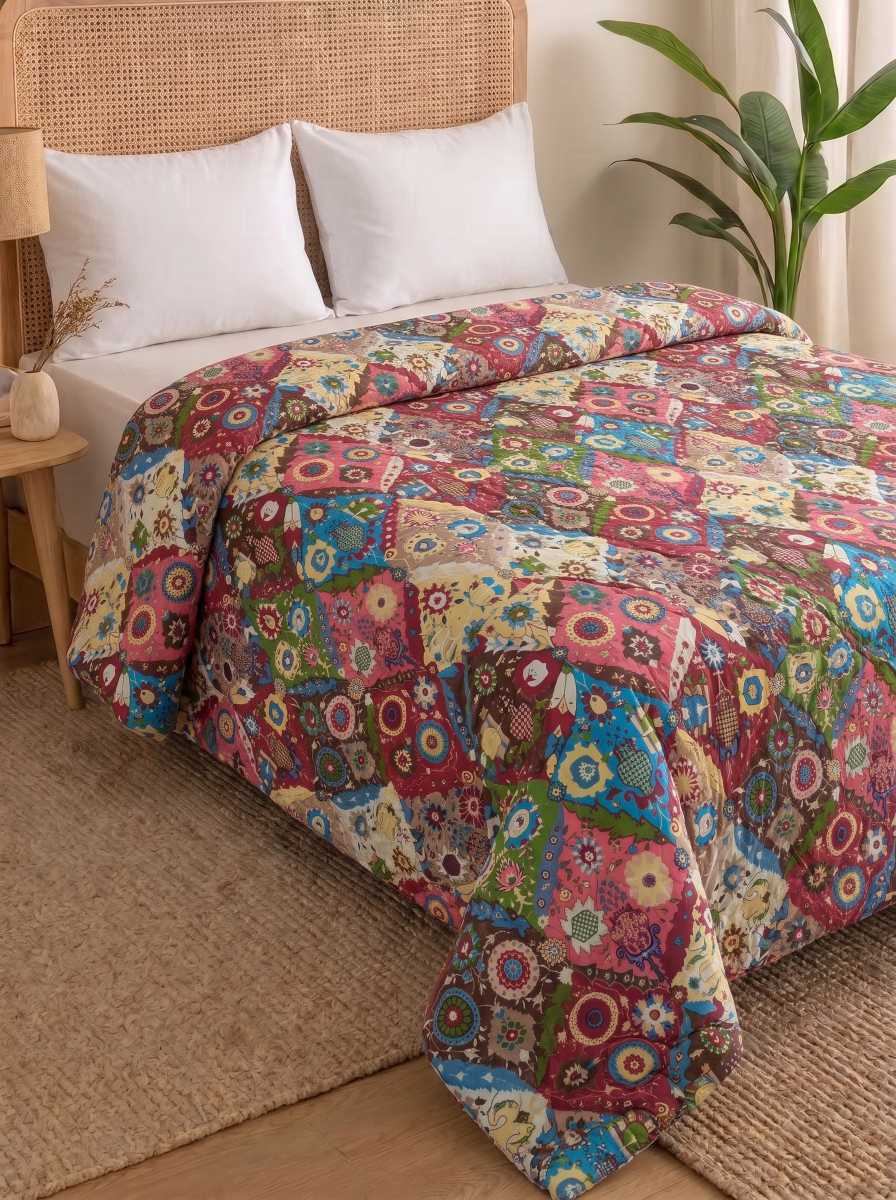 120 GSM Reversible Single Bed Comforter, Lightweight AC Comforter, 90 x 60 Inch | Varicolored