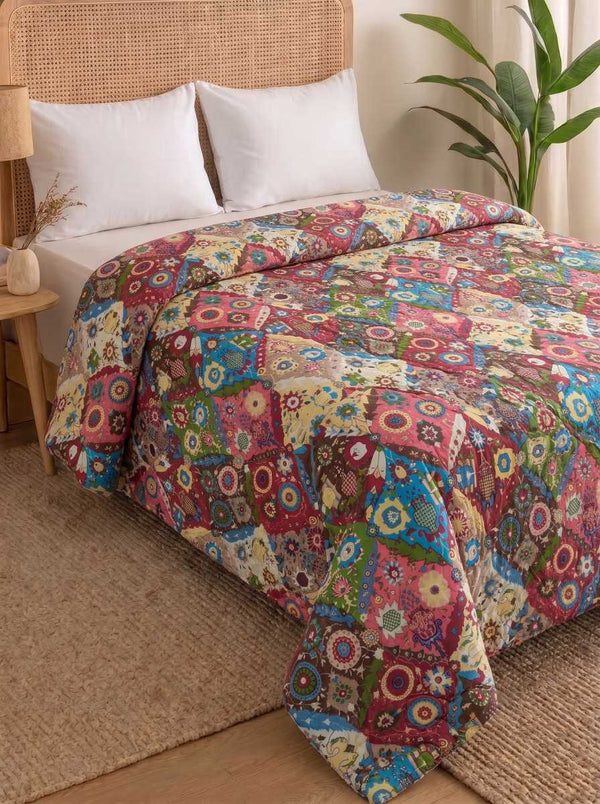 120 GSM Reversible Single Bed Comforter, Lightweight AC Comforter, 90 x 60 Inch | Varicolored