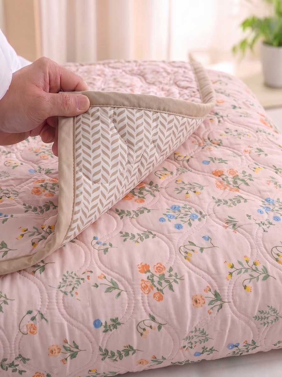 120 GSM Reversible Single Bed Comforter, Lightweight AC Comforter, 90 x 60 Inch | Light Pink