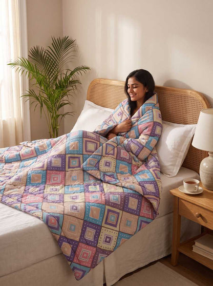 120 GSM Reversible Single Bed Comforter, Lightweight AC Comforter, 90 x 60 Inch | Multicolour