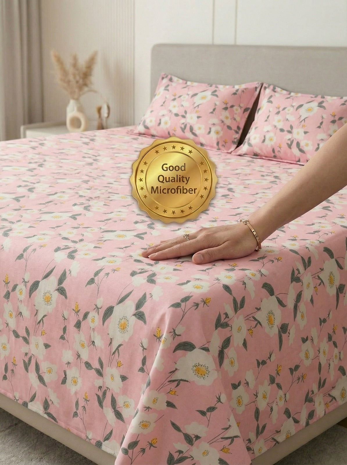 Mafatlal Luxe Lilac 140 GSM Premium Microfiber Queen Size Bedsheet With 2 Pillow Cover for Double Bed Everyday Comfort , 90x100 Inch – Pink Tulle, Soft, Lightweight & Durable