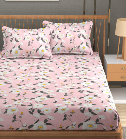 Mafatlal Luxe Lilac 140 GSM Premium Microfiber Queen Size Bedsheet With 2 Pillow Cover for Double Bed Everyday Comfort , 90x100 Inch – Pink Tulle, Soft, Lightweight & Durable