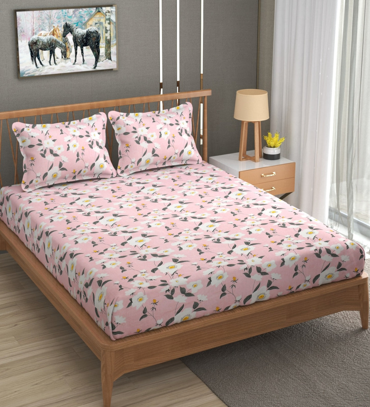 Mafatlal Luxe Lilac 140 GSM Premium Microfiber Queen Size Bedsheet With 2 Pillow Cover for Double Bed Everyday Comfort , 90x100 Inch – Pink Tulle, Soft, Lightweight & Durable
