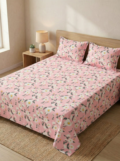 Mafatlal Luxe Lilac 140 GSM Premium Microfiber Queen Size Bedsheet With 2 Pillow Cover for Double Bed Everyday Comfort , 90x100 Inch – Pink Tulle, Soft, Lightweight & Durable